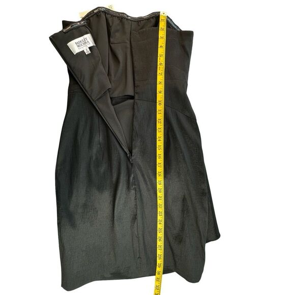 NWT BADGLEY MISCHKA Black Satin Strapless Mini With Abstract Bow Size 4 - Picture 12 of 14